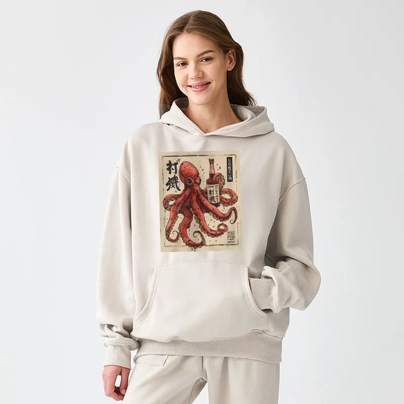 Tokyo-Tiger Osaka Saké Octopus Aldult Fleece Hoodie