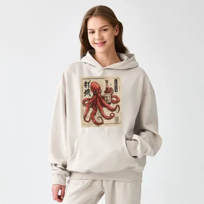 Tokyo-Tiger Osaka Saké Octopus Aldult Fleece Hoodie