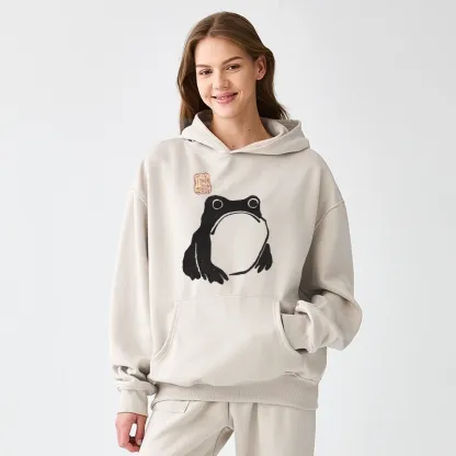 Tokyo-Tiger Matsumoto Hoji Woodblock Print Frog Aldult Fleece Hoodie