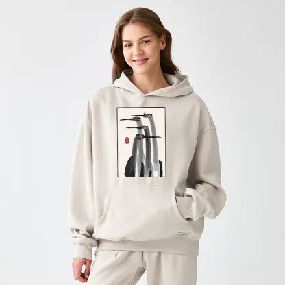 Tokyo-Tiger Japanese Crane Poster Aldult Fleece Hoodie