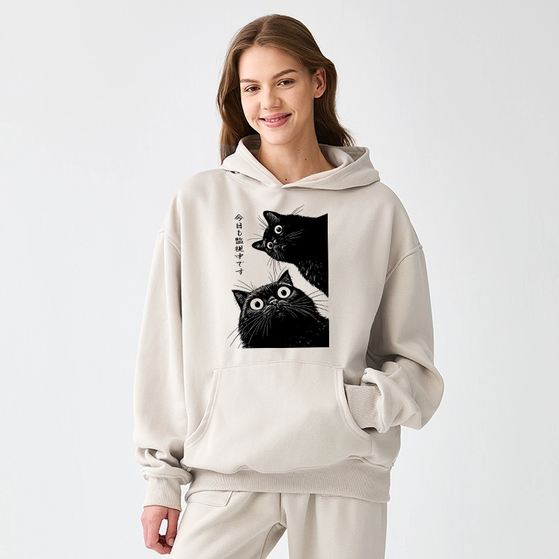Tokyo-Tiger The Cat Is Watching Today Aldult Fleece Hoodie