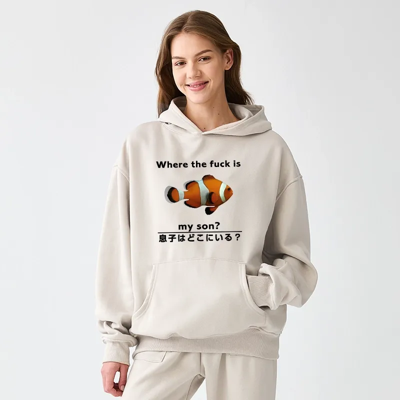 Tokyo-Tiger Fish Looking For Son Aldult Fleece Hoodie