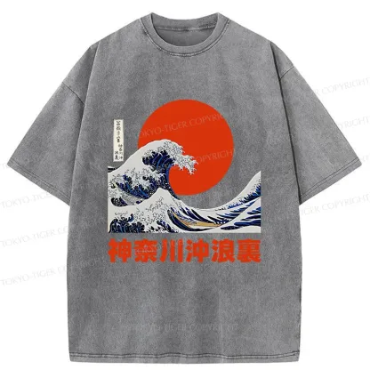 Tokyo-Tiger The Great Wave Off Kanagawa Washed T-Shirt