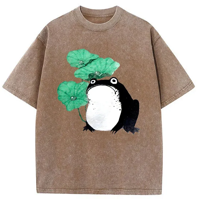 Tokyo-Tiger Lotus Leaf And Frog Washed T-Shirt Sale