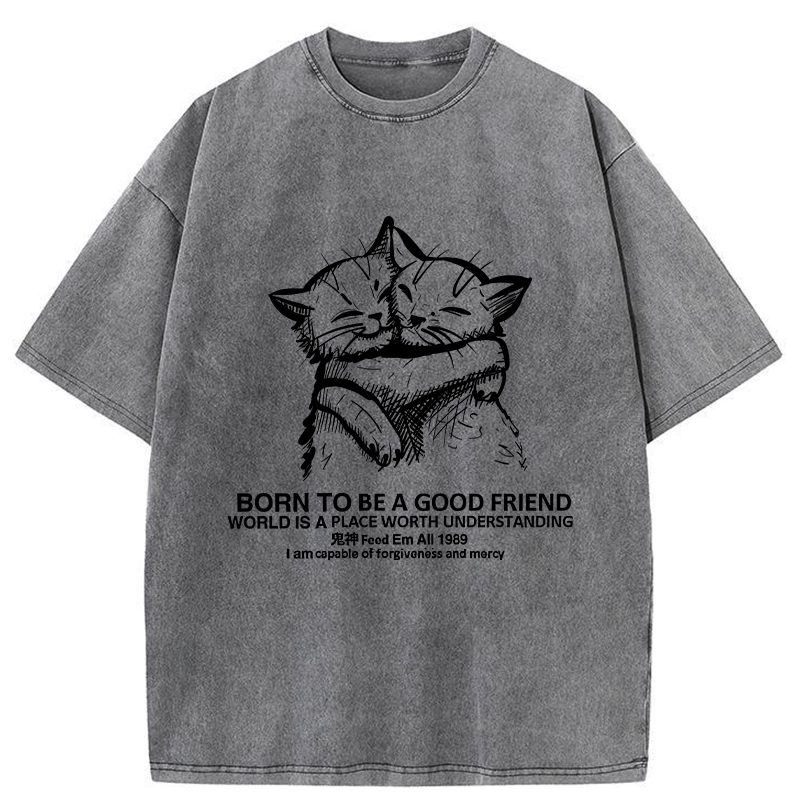 Tokyo-Tiger Born To Be A Good Friend Washed T-Shirt
