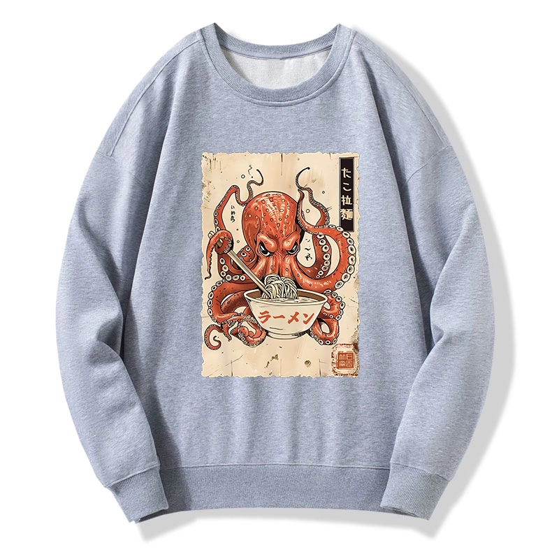Tokyo-Tiger Retro Octopus Eating Ramen Classic Sweatshirt