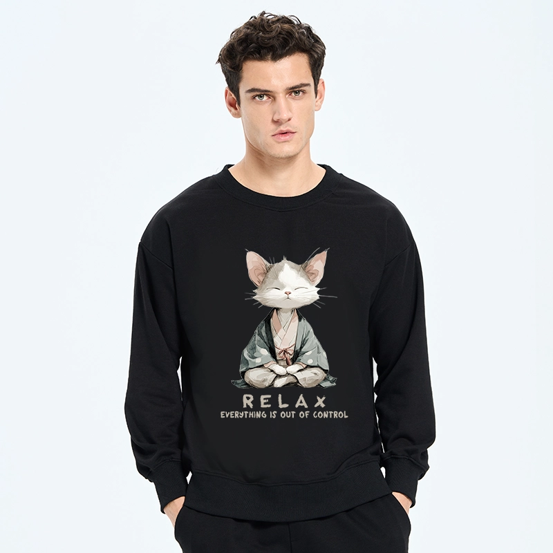Tokyo-Tiger Zen Cat Relaxation，Everything's Out Of Control Classic Sweatshirt