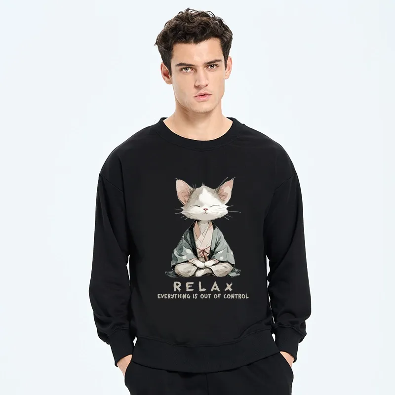 Tokyo-Tiger Zen Cat Relaxation，Everything's Out Of Control Classic Sweatshirt