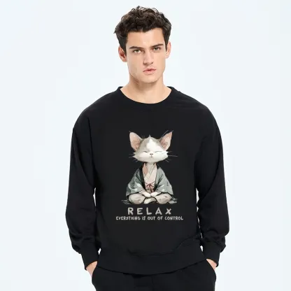 Tokyo-Tiger Zen Cat Relaxation，Everything's Out Of Control Classic Sweatshirt