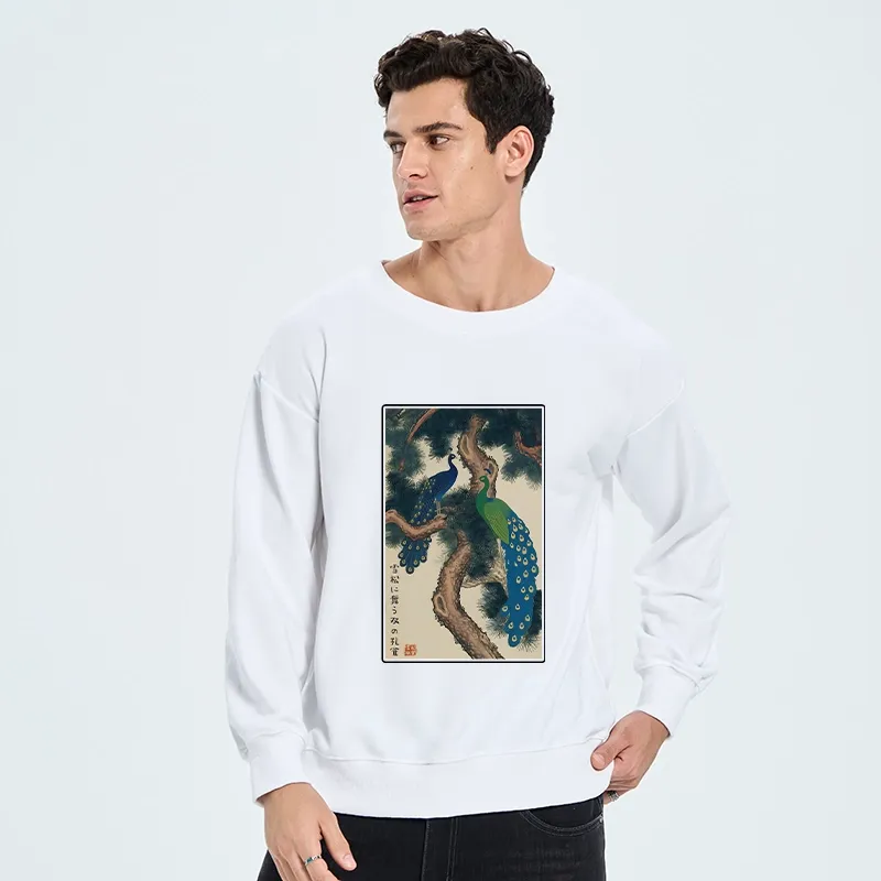 Tokyo-Tiger Peacocks in Snowy Pines Classic Sweatshirt