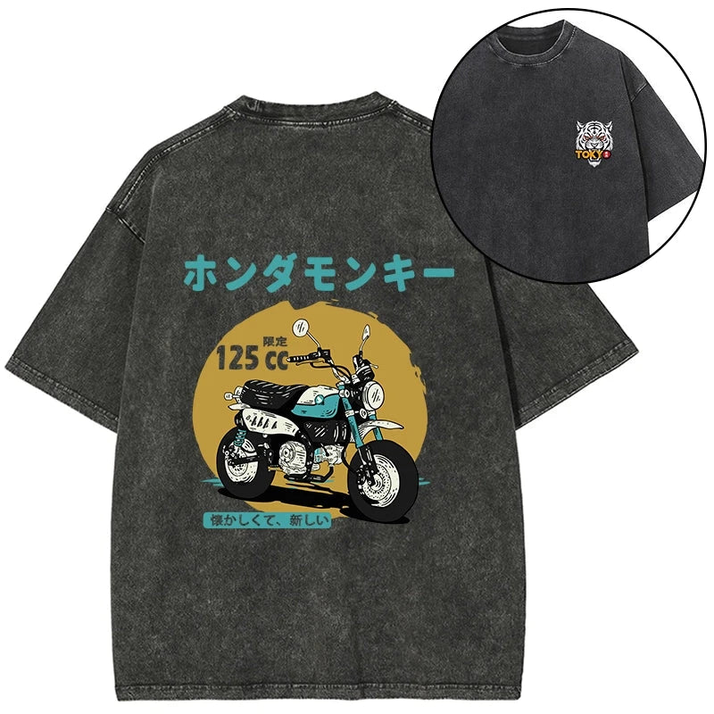 Tシャツ・カットソー HONDA MOTORCYCLE Speed Track nylon Tshirt Beige Tokyo-Tiger Honda Motorcycle Japanese Front Back Washed T