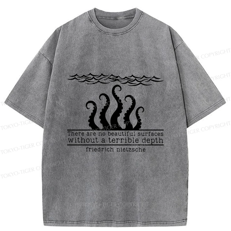 Tokyo-Tiger Mysterious Octopus Monster Washed T-Shirt