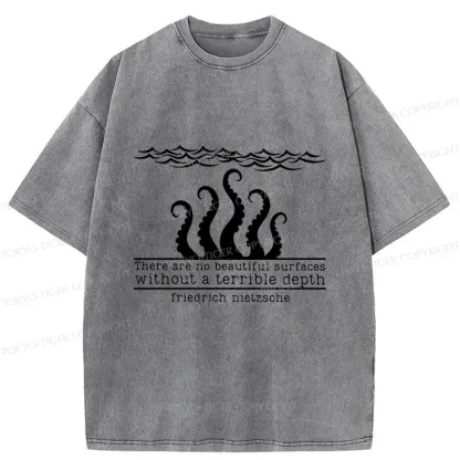 Tokyo-Tiger Mysterious Octopus Monster Washed T-Shirt