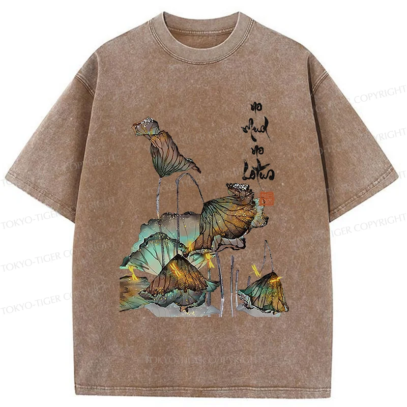 Tokyo-Tiger Zen Sayings No Mud No Lotus Washed T-Shirt