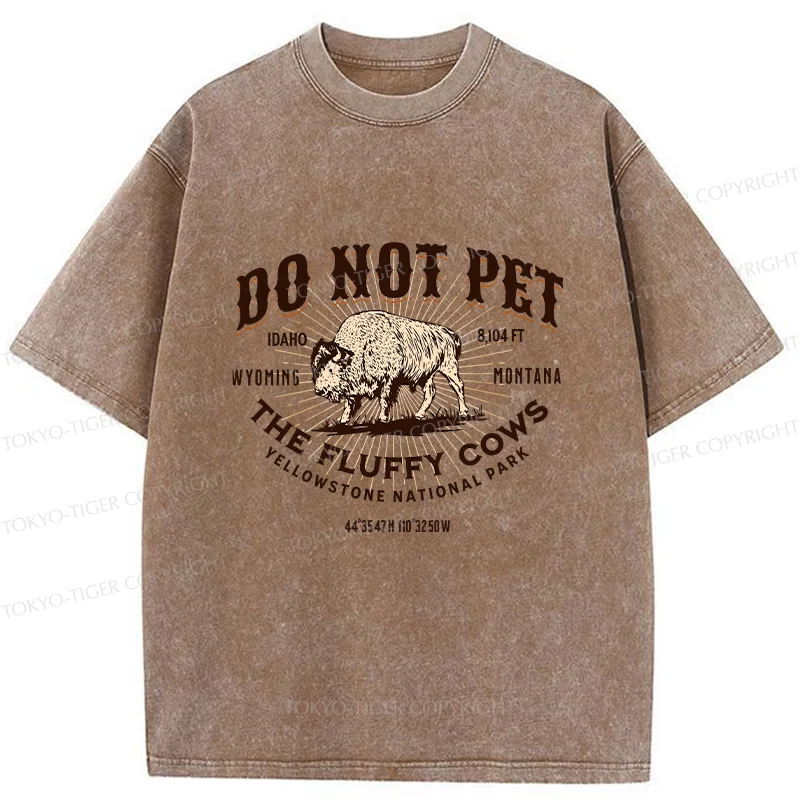 Tokyo-Tiger Fluffy Cows Funny Washed T-Shirt