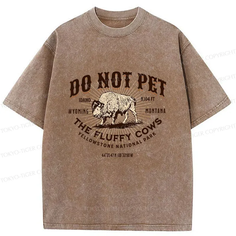 Tokyo-Tiger Fluffy Cows Funny Washed T-Shirt