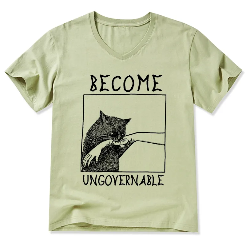 Tokyo-Tiger Cat Biting Arm V-Neck Classic T-Shirt