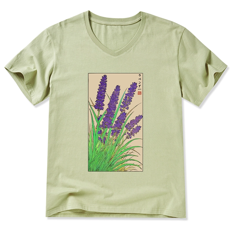 Tokyo-Tiger Japanese Lavender V-Neck Classic T-Shirt