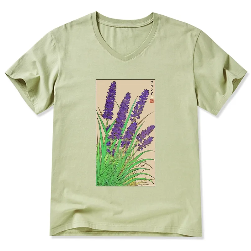 Tokyo-Tiger Japanese Lavender V-Neck Classic T-Shirt