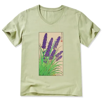 Tokyo-Tiger Japanese Lavender V-Neck Classic T-Shirt
