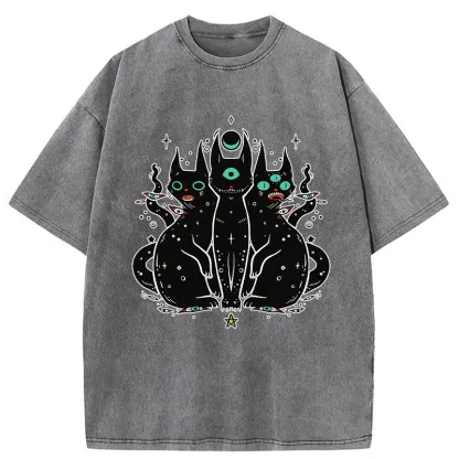 Tokyo-Tiger Mystic Cat Trinity Washed T-Shirt