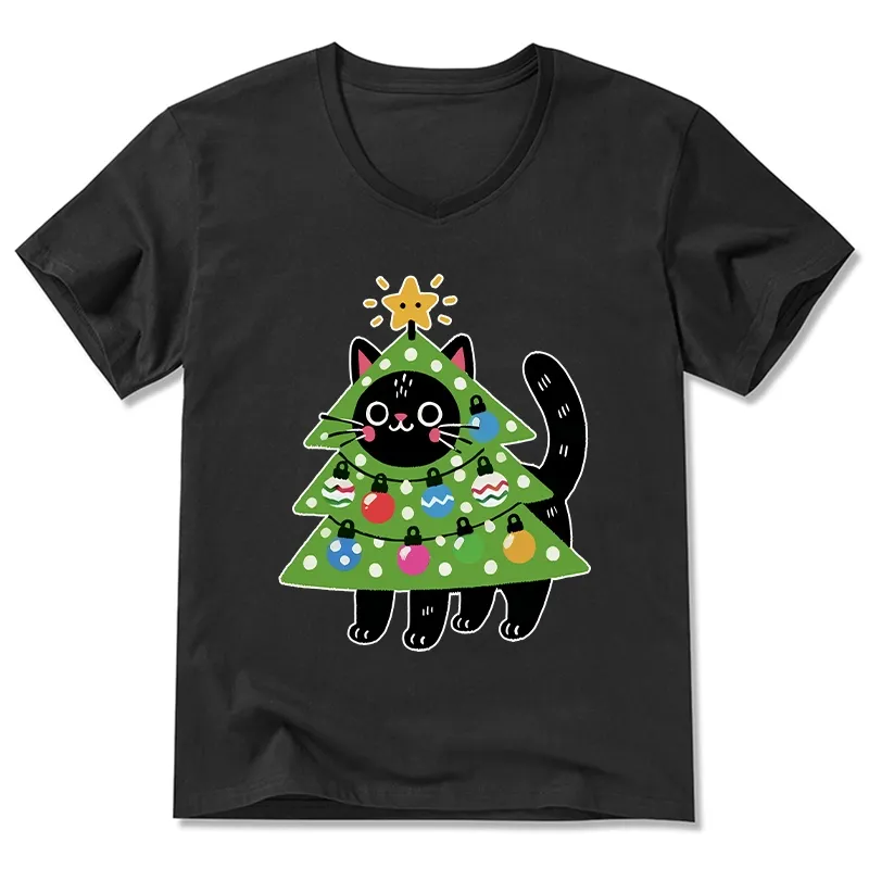 Tokyo-Tiger Christmas Tree Cat V-Neck Classic T-Shirt