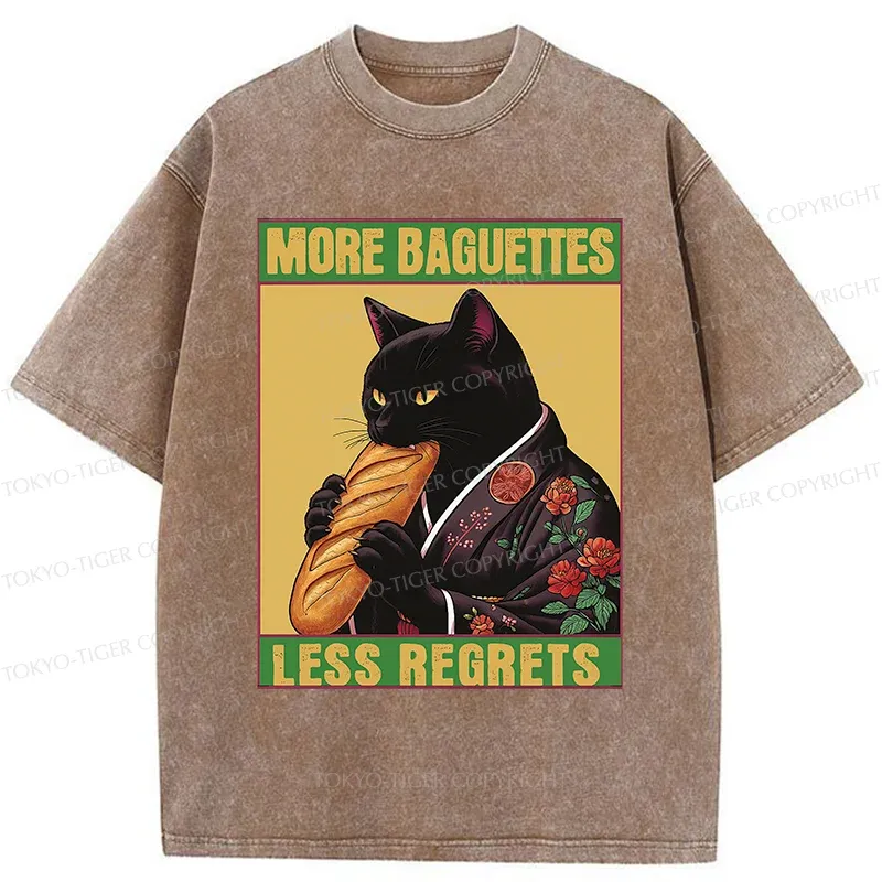 Tokyo-Tiger More Baguettes Less Regrets Washed T-Shirt