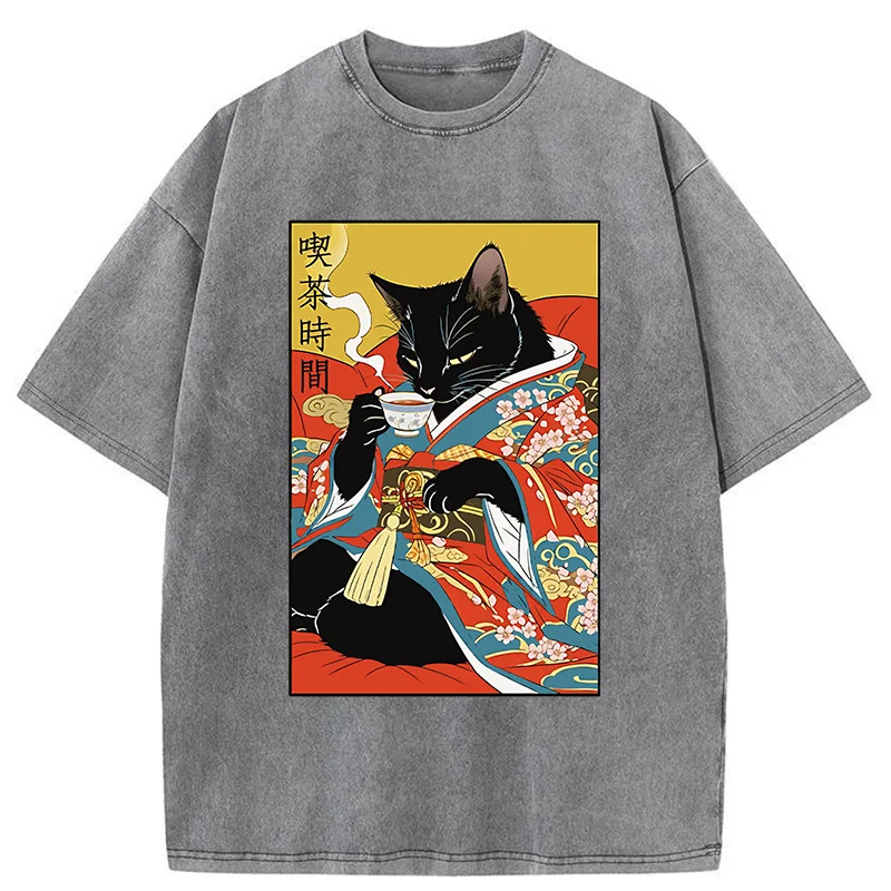 Tokyo-Tiger Afternoon Tea Time Washed T-Shirt