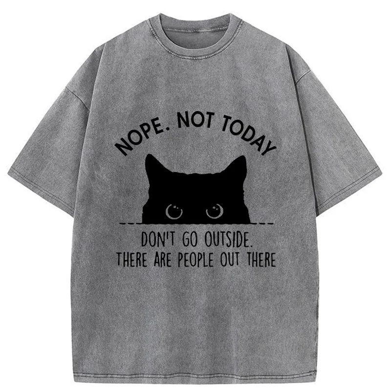 Tokyo-Tiger Introverted Cats Can't Go Outside Washed T-Shirt
