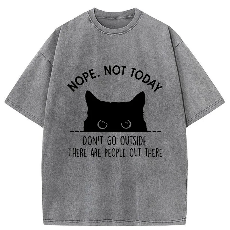 Tokyo-Tiger Introverted Cats Can't Go Outside Washed T-Shirt