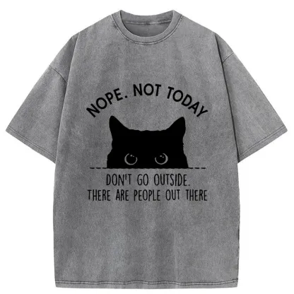 Tokyo-Tiger Introverted Cats Can't Go Outside Washed T-Shirt