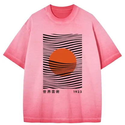 Tokyo-Tiger Minimalist Art Sun Gradient Washed T-Shirt