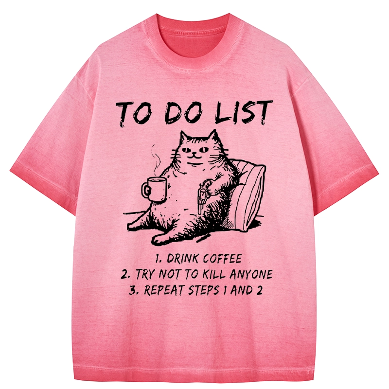 Tokyo-Tiger Cat's To-Do List Gradient Washed T-Shirt