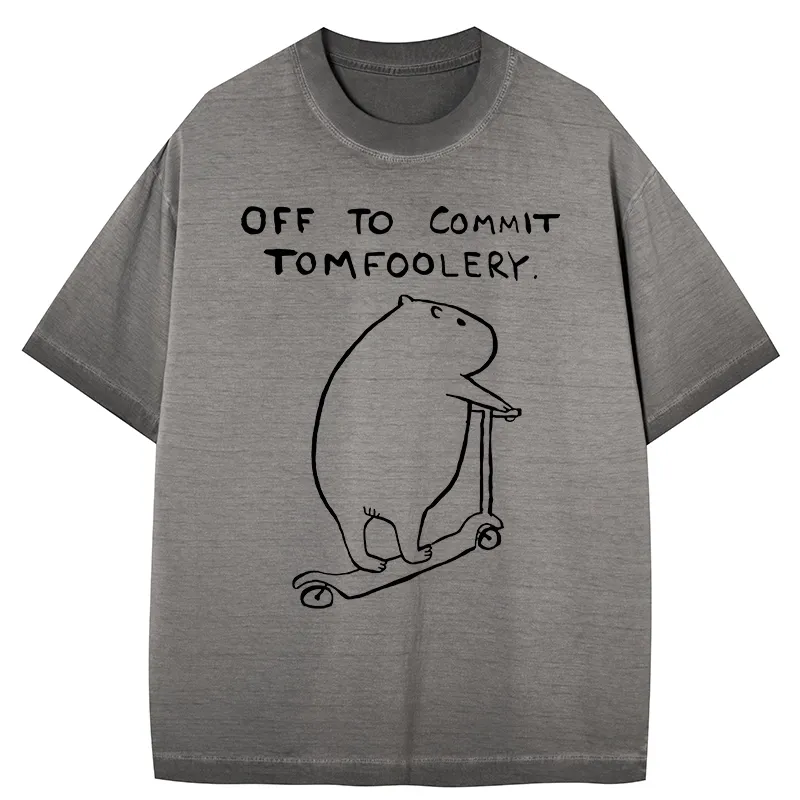 Tokyo-Tiger Capybara Is Ready To Do Something Bad Gradient Washed T-Shirt