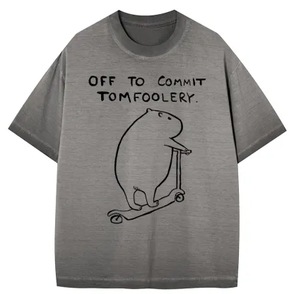 Tokyo-Tiger Capybara Is Ready To Do Something Bad Gradient Washed T-Shirt