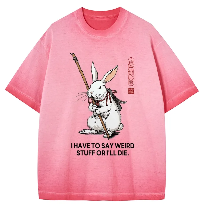 Tokyo-Tiger Rabbit Gotta Say Weird Stuff Or Die Gradient Washed T-Shirt