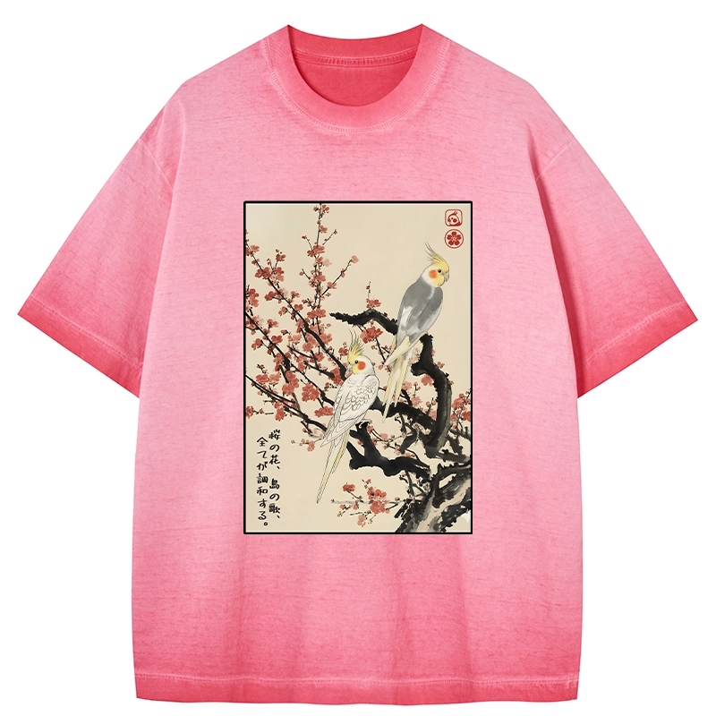 Tokyo-Tiger Whispers of Silent Blossoms Gradient Washed T-Shirt