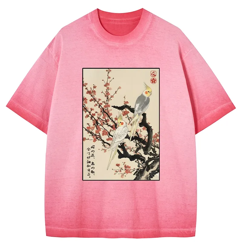 Tokyo-Tiger Whispers of Silent Blossoms Gradient Washed T-Shirt