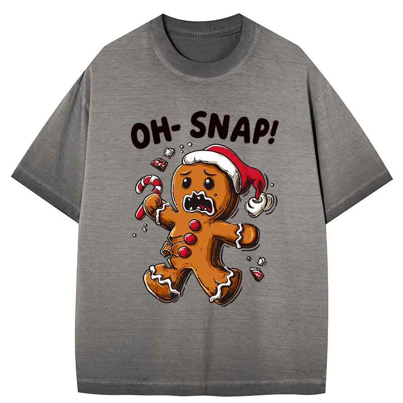 Tokyo-Tiger Oh Snap The Gingerbread Man's Christmas Chaos Gradient Washed T-Shirt