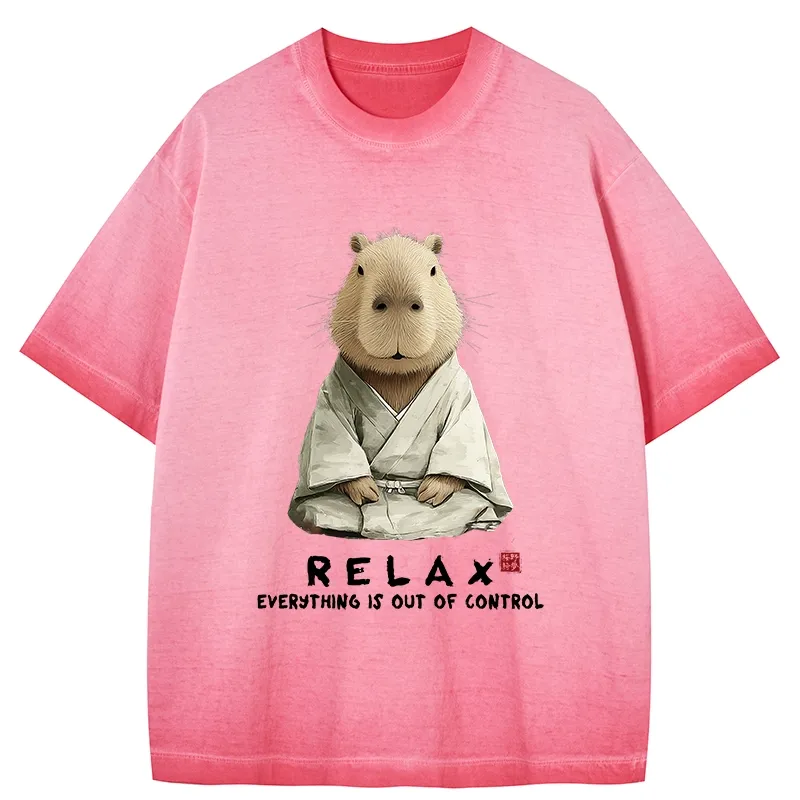 Tokyo-Tiger Zen Capybara：Relax, it's all chaos Gradient Washed T-Shirt