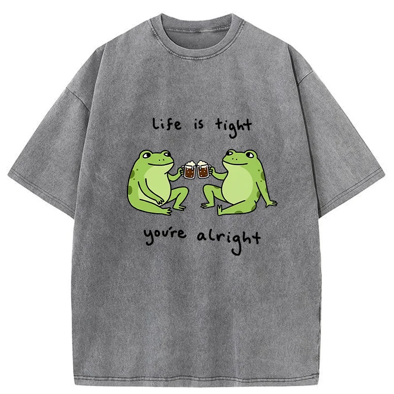 Tokyo-Tiger Frog's Happy Life Washed T-Shirt