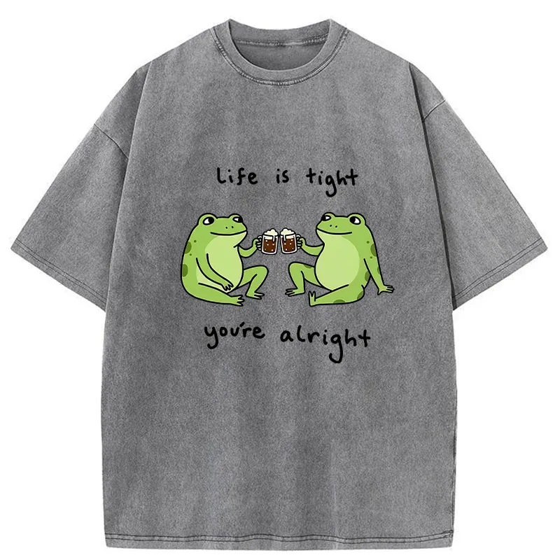 Tokyo-Tiger Frog's Happy Life Washed T-Shirt