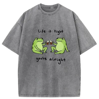 Tokyo-Tiger Frog's Happy Life Washed T-Shirt