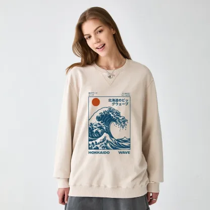 Tokyo-Tiger Hokkaido Wave Japan Washed Terry Sweatshirt