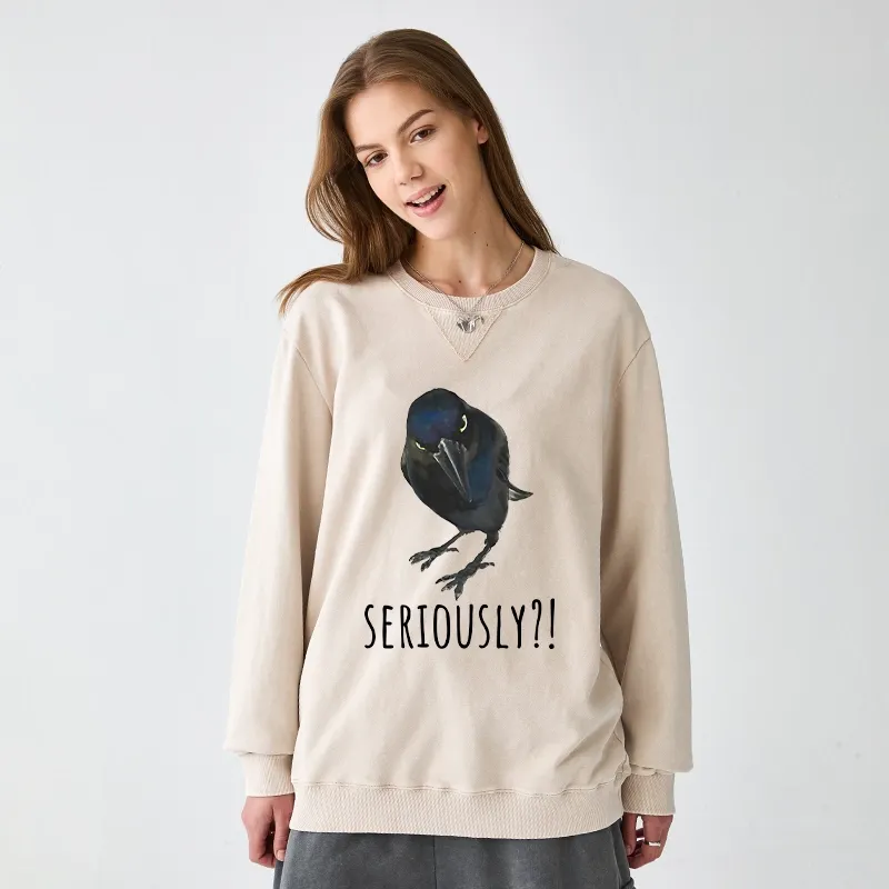 Tokyo-Tiger Raven's Question Washed Terry Sweatshirt