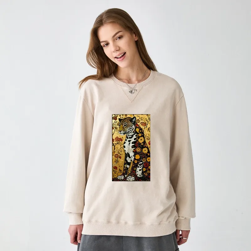 Tokyo-Tiger Magnificent Leopard Washed Terry Sweatshirt