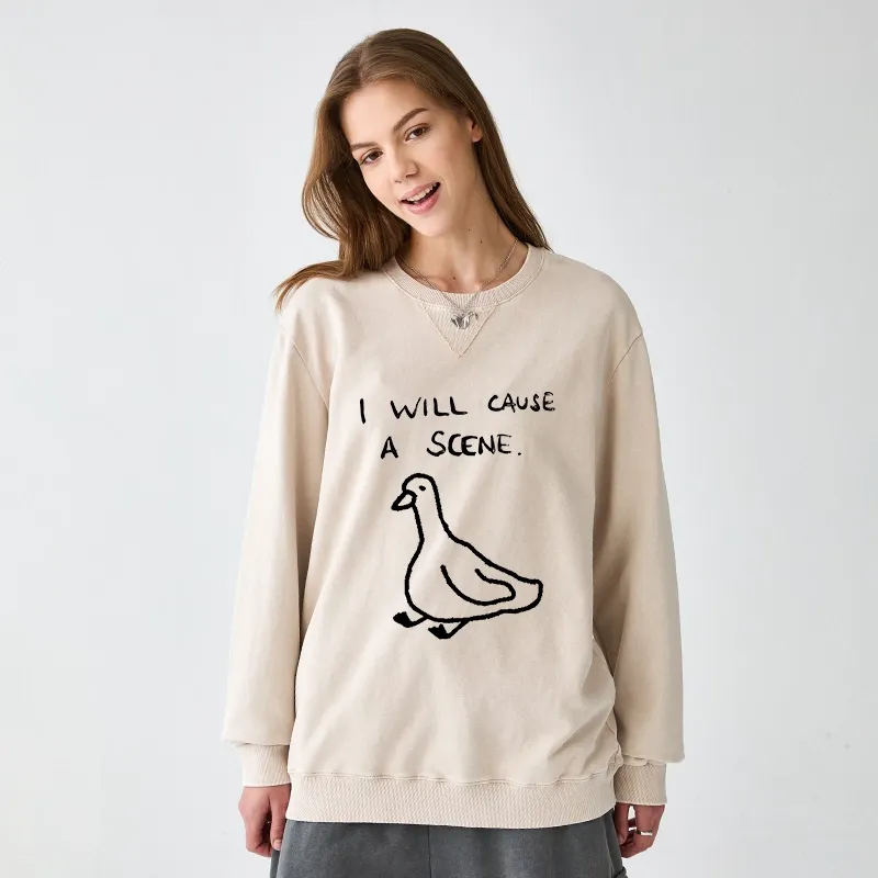 Tokyo-Tiger Stupid Goose Funny Japan Retro Washed Terry Sweatshirt