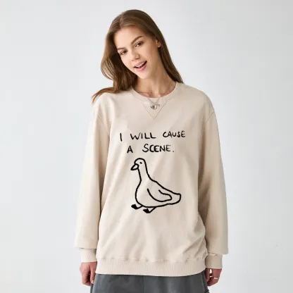 Tokyo-Tiger Stupid Goose Funny Japan Retro Washed Terry Sweatshirt