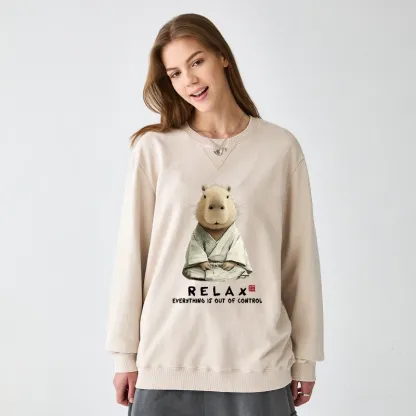 Tokyo-Tiger Zen Capybara：Relax, it's all chaos Washed Terry Sweatshirt