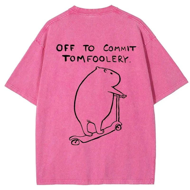 Tokyo-Tiger Capybara Is Ready To Do Something Bad Back Washed T-Shirt